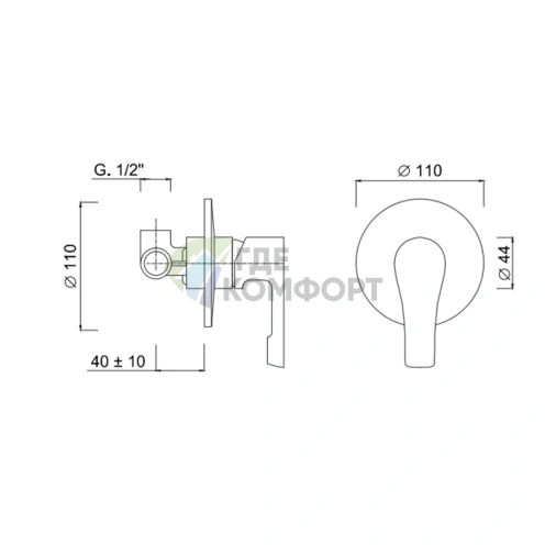 Однорычажный встроенный смеситель для душа SIMAS OSLO хром (OSMMDI cr) - фото 2