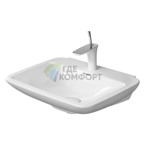 Раковина Duravit PuraVida без перелива с 1 отв под смеситель с глубокой чашей включая выпуск с керамической крышкой 600x465мм Цвет Белый - фото 1