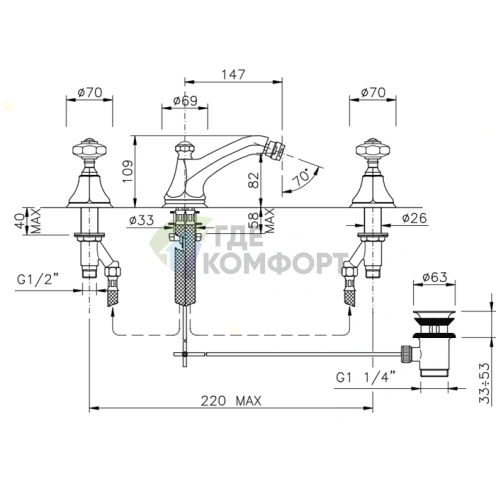 Смеситель для биде Nicolazzi Teide с ручками Crystal Handle, хром (1915CR15) - фото 2
