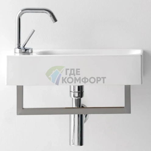 Подвесная раковина KERASAN Cento 45x25 см, белая, с отверстием под смеситель слева (353701L*1) - фото 1