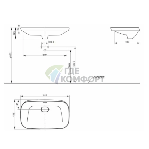 Полувстраиваемая раковина TOTO Neorest с покрытием CeFiONtect — белая (LW3717HY#XW) - фото 2