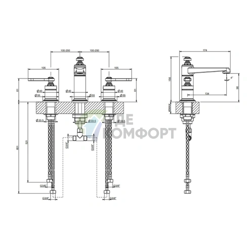 Смеситель для раковины GESSI VENTI20 с высоким изливом (65014#031) - фото 2