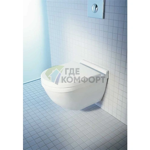 Подвесной унитаз Duravit Starck 3 с антигрязевым покрытием SanitaryGlaze (22250900001) - фото 3