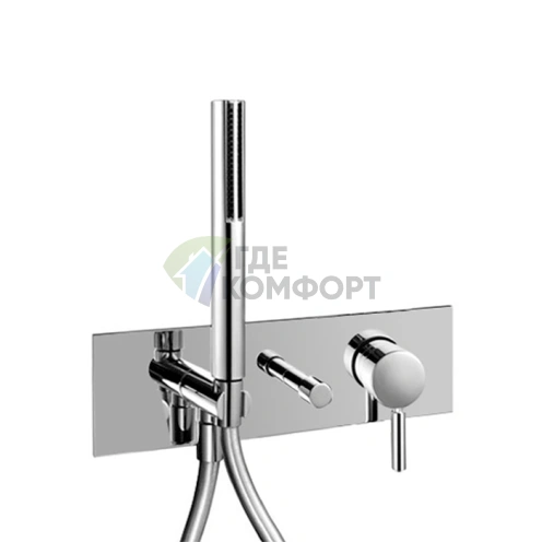 Встраиваемый смеситель для ванны Fantini Cafe/Nostromo на два источника без излива, наружная часть, хром (50 02 E384B) - фото 1