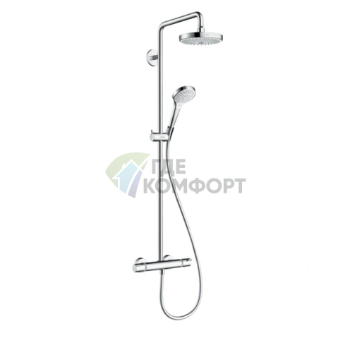 Душевая система HG Croma Select S с термостатом: верхний душ 180 мм, ручной душ и 2 режима струи (27253400) - фото 1