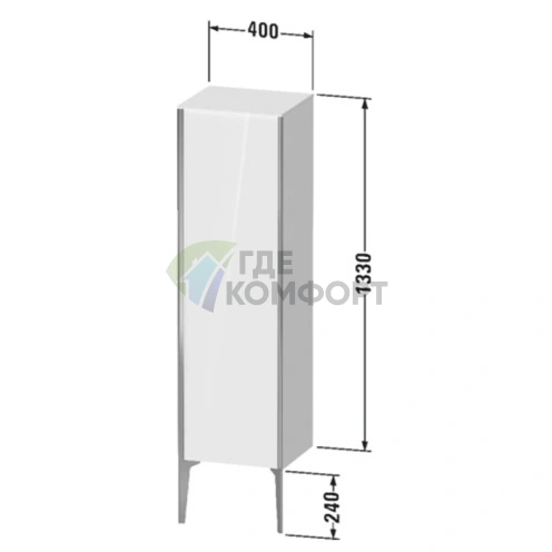 Подвесной шкаф Duravit XViu 1330 мм, белый глянцевый/шампань мат, с зеркалом и стеклянными полками (XV1325LB122) - фото 2