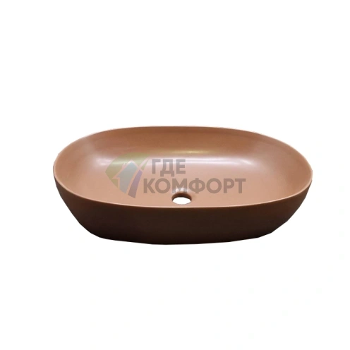 Накладная раковина AZZURRA ELEGANCE CIRCLE 60x40 см, цвет Rame, без отверстия под смеситель и перелива - фото 1