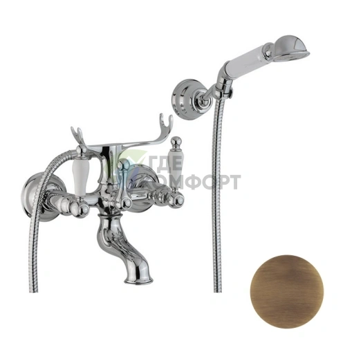 Настенный смеситель для ванны и душа CISAL Arcana Toscana с лейкой, комплект бронза (TS00012027) - фото 1