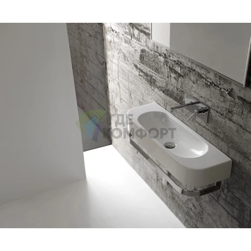 Подвесная раковина GLOBO Forty3 70 см с полотенцедержателем, белая - фото 1