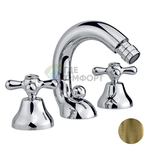 Смеситель для биде Nicolazzi Nuova Brenta на 3 отверстия с донным клапаном, излив 132 мм, цвет бронза (2515BZ) - фото 1