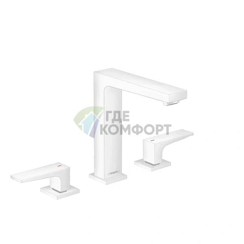 Смеситель для раковины Hansgrohe Metropol на 3 отверстия с донным клапаном, белый матовый (32515700) - фото 1