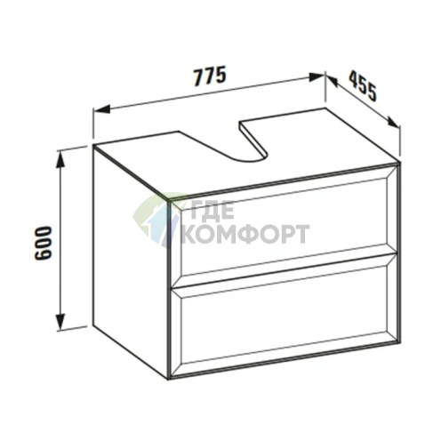 Подвесная тумба Laufen New Classic 780x450x600 мм с 2 ящиками, белая глянцевая (для раковины 816852) (4.0601.4.085.631.1) - фото 2