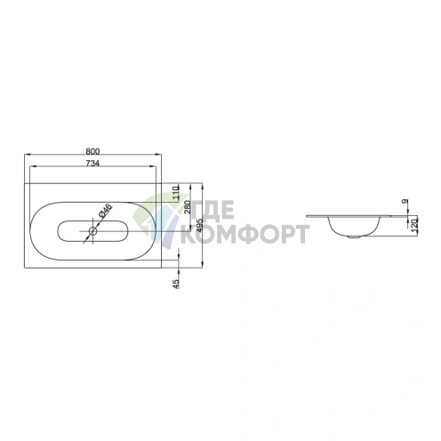 БЕТТЕ КОМОДО Встраиваемая раковина для столешницы 80х49.5 см белого цвета (A201-000) - фото 2