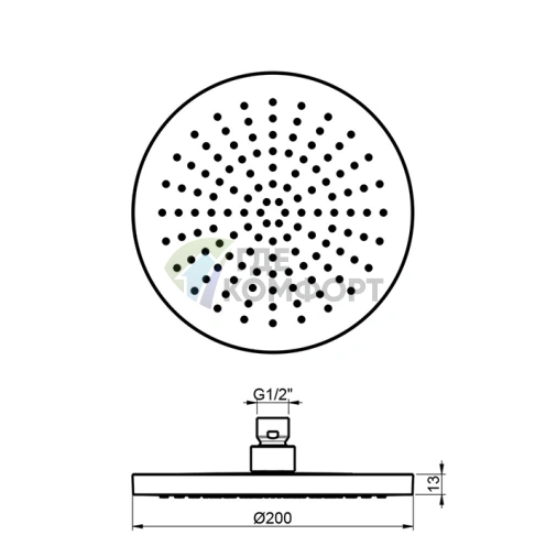 Душевая лейка Almar EcoAir ROUND круглая 200 мм, латунь хром (E044119.CR) - фото 2