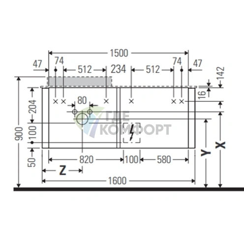 Тумба подвесная Duravit Happy D.2 Plus 354x1600x550мм, 2 ящика, цвет stone grey satin matt (HP4934L9292) - фото 2