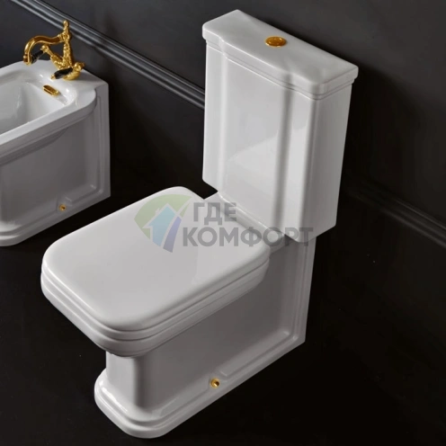 Механизм двойного смыва KERASAN GEBERIT с нижним подводом воды в золотом цвете (7509K1) - фото 1