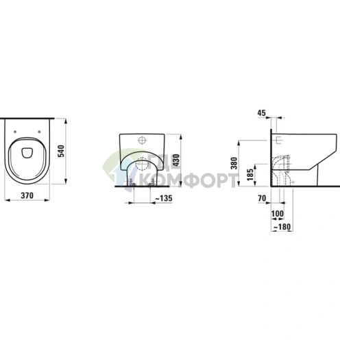 Унитаз напольный LAUFEN SONAR безободковый 530x370x430 мм, горизонтальный/вертикальный выпуск, белый матовый (8.2334.1.757.000.1) - фото 2
