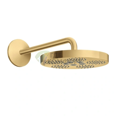 Верхний душ AXOR ONE 280 мм с держателем 389 мм в цвете шлифованное золото (48491250) - фото 1