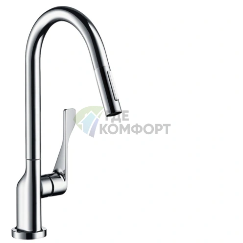 Смеситель для кухни AX Citterio однорычажный с выдвижным душем, хром (39835000) - фото 1