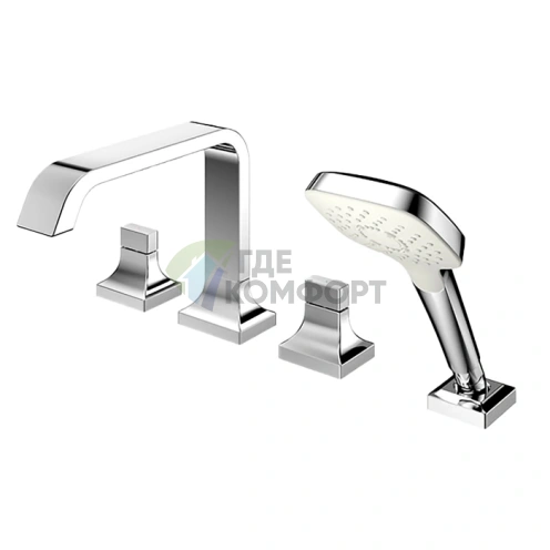 Смеситель для ванны TOTO GC с ручным душем, 4 отверстия, хром (TBG08202R) - фото 1