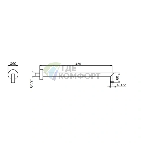Кронштейн для душевой лейки Fantini Lame 45 см Matt British Gold PVD (86 P6 8011) - фото 2
