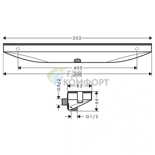 Держатель ручного душа настенный с полкой 500 мм, хром (26858000) - фото 2