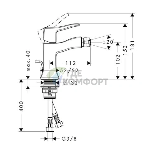 Смеситель Hansgrohe Metris Classic для биде - фото 3