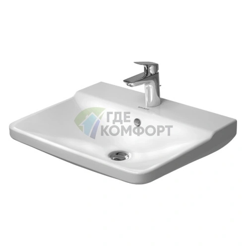 Раковина Duravit P3 Comforts с перел с 3 отв под смеситель вкл заглушку для перелива хром 550x455мм Цвет Белый - фото 1
