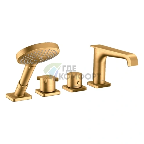 Смеситель для ванны AX Citterio E с 4 отверстиями в цвете шлифованное золото (36411250) - фото 1