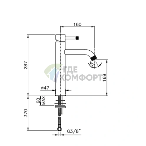 Смеситель для раковины Nicolazz Arena: высокий однорычажный, хром (3772CR56M) - фото 2