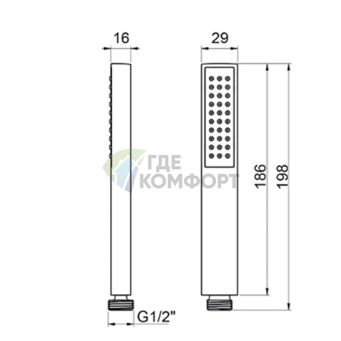 Ручной душ Almar THIN, латунь с покрытием хром (E082094.CR) - фото 2