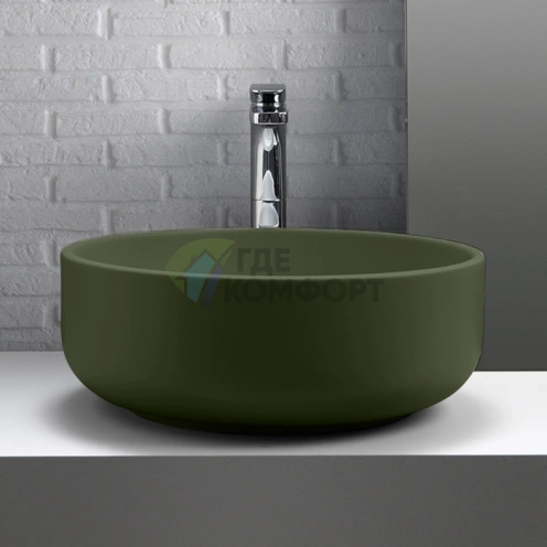 Накладная раковина Kerasan Ciotola С2 46x17 см без отверстия, цвет Verde Muschio (430211) - фото 1