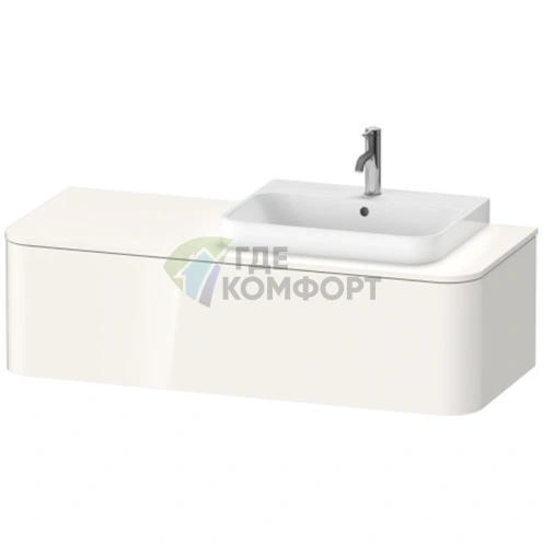 Столешница Duravit Happy D.2 Plus 1300x550 мм, белая глянцевая, с вырезом справа (HP031KR2222) - фото 1