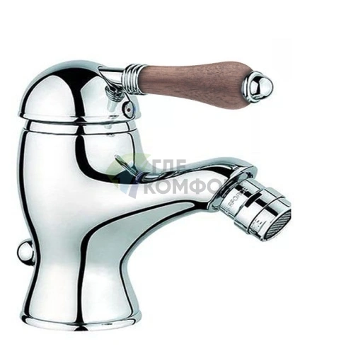 Смеситель для биде Nicolazzi Forest с донным клапаном и деревянными ручками (3403CR77) - фото 1