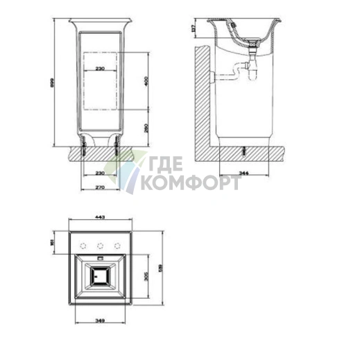 Раковина Gessi Eleganza накладная-встраиваемая 56×42 см белого цвета без перелива - фото 2