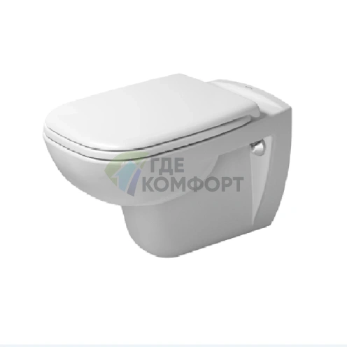 Подвесной унитаз Duravit D-Code Rimless с сиденьем автозакрывания (257009+006739) ) - фото 1