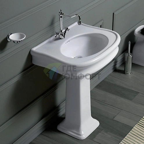 Раковина SIMAS Lante 70 70x54x13 белая с пьедесталом и отверстием под смеситель - фото 1