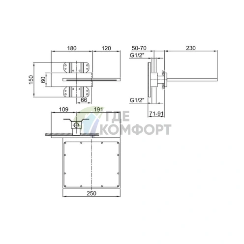 Верхний душ Fantini Milano с эффектом водопада: хром, латунь (86 02 8043B) - фото 2