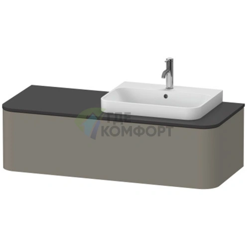 Тумба подвесная Duravit Happy D.2 Plus, 354x1300x550 мм, 1 ящик, система DX, цвет stone grey satin matt (HP4942R9292) - фото 1
