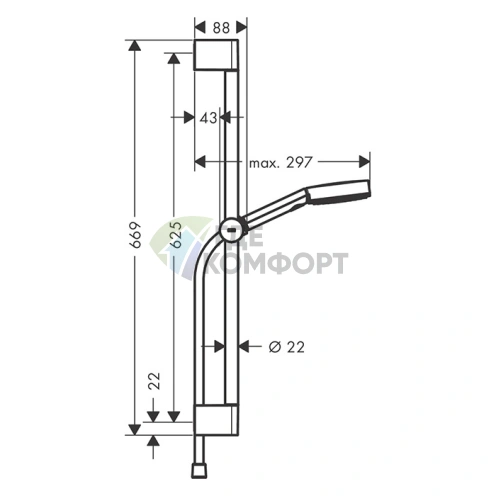 Душевой набор Hansgrohe Pulsify с функцией 3jet Relaxation, штангой и ручным душем, хром (24160000) - фото 2