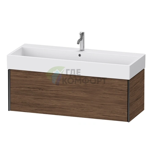 Тумба подвесная Duravit XViu для раковины 235012, 397x1184x454 мм, цвет walnut dark/черный матовый (XV42380B221) - фото 1