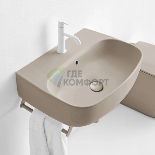 Раковина Kerasan Nolita подвесная-накладная 60x45 см коричневый орех с отверстием под смеситель (534181*1) - фото 4