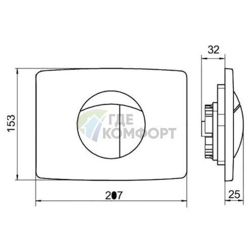 Кнопка смыва Sanit S701 16.701.81 хром для унитаза - фото 2