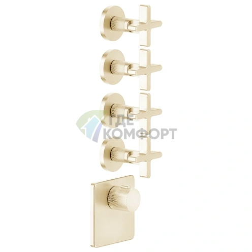 Встраиваемый термостатический смеситель GESSI INCISO на 4 выхода, золото (58348#246) - фото 1