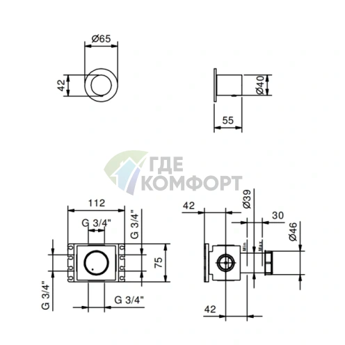 Запорный вентиль FANTINI Nostromo стильного цвета Matt Gun Metal PVD (87 P5 G591B) - фото 2