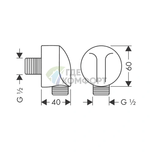 Комплект подключения HG Fixfit E для скрытого смесителя, G1/2, черный матовый (27454670) - фото 2