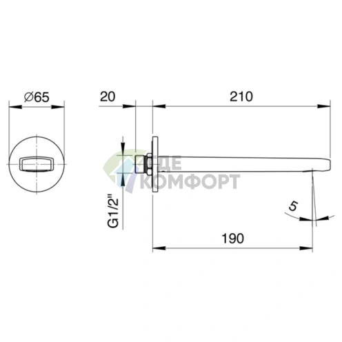 Настенный излив для ванны Fantini Lame в хроме (24 02 M045) - фото 2