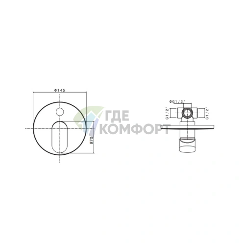 Встраиваемый смеситель AZZURRA LINEA на 2 источника, диаметр 145 мм, хром (AN 94cr) - фото 2