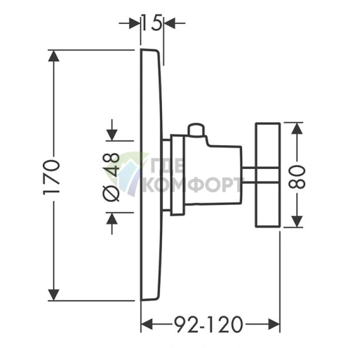 Термостат для душа AX Citterio встраиваемый, шлифованный черный хром (39716340) - фото 2