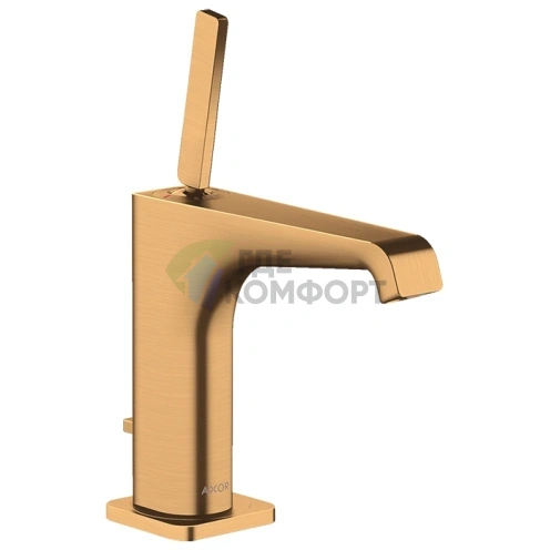 Смеситель для раковины AX Citterio E: 1 отверстие, излив 143 мм, донный клапан, шлифованное золото (36100250) - фото 1